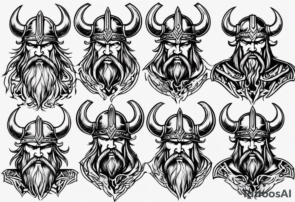 A viking riding face with flames tattoo idea