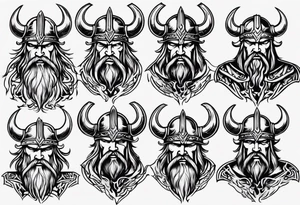 A viking riding face with flames tattoo idea