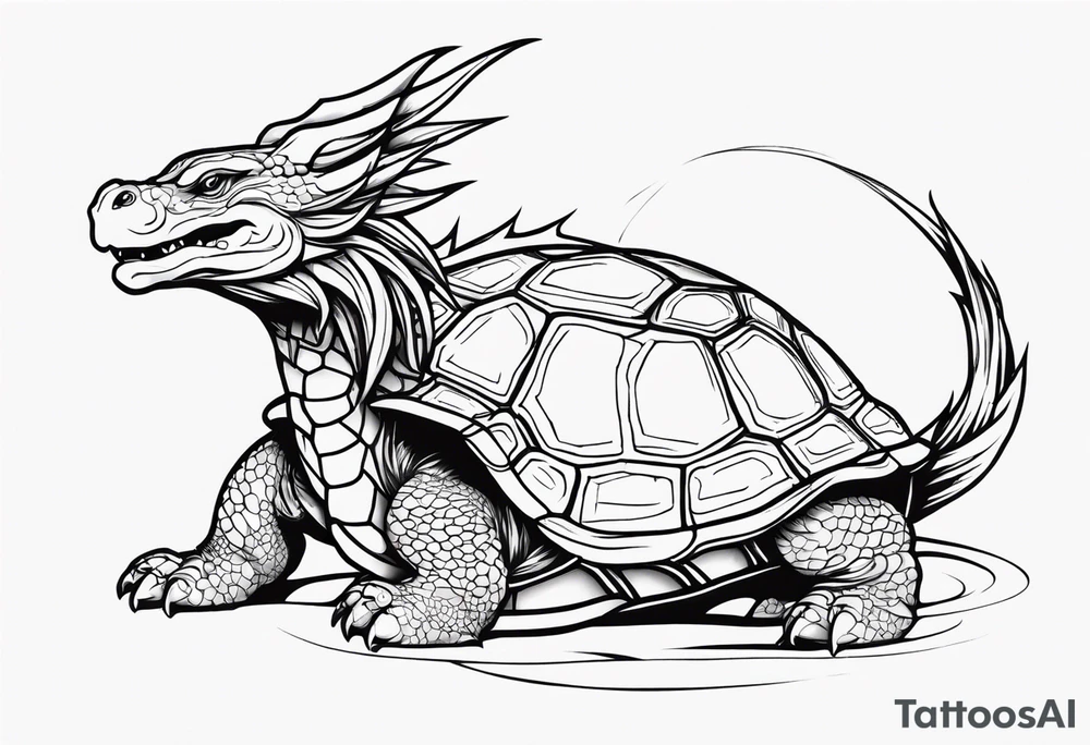 dragon wrapping around a turtle tattoo idea