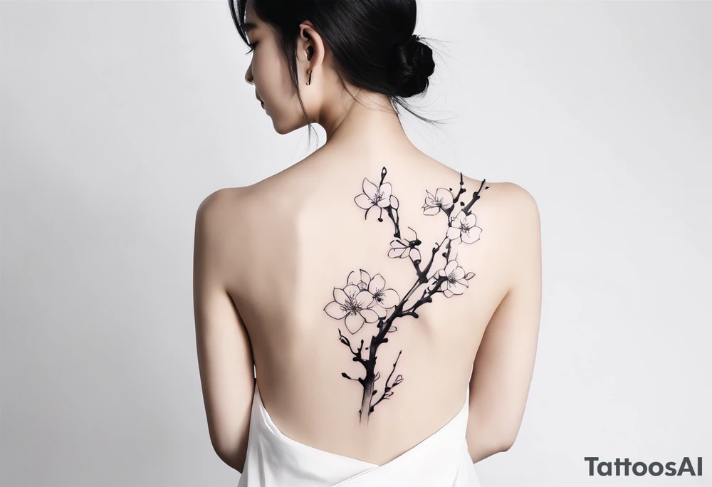 梅寒不賣香 in vertical with plum blossom tattoo idea