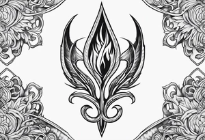 trident in flame tattoo idea