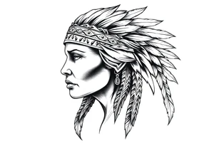 Fierce Female Native American with headband tattoo idea