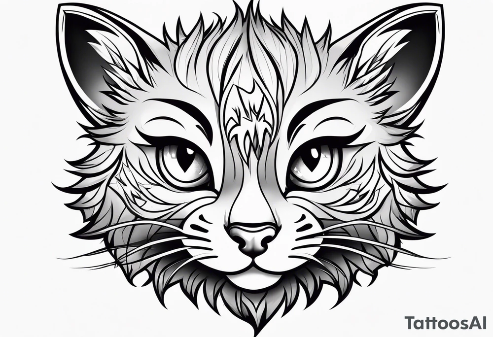 Super cute cartoon happy wildcat cub tattoo idea