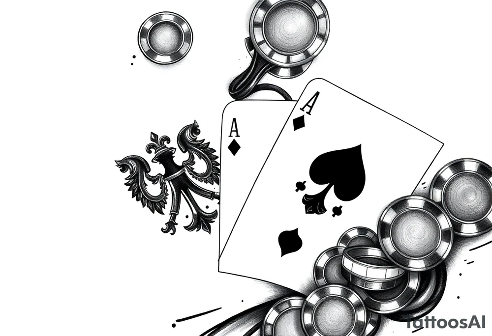 Poland symbol and poker cards Add casino money to it. tattoo idea