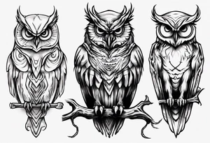 Demonic Owl looking to the rights tattoo idea