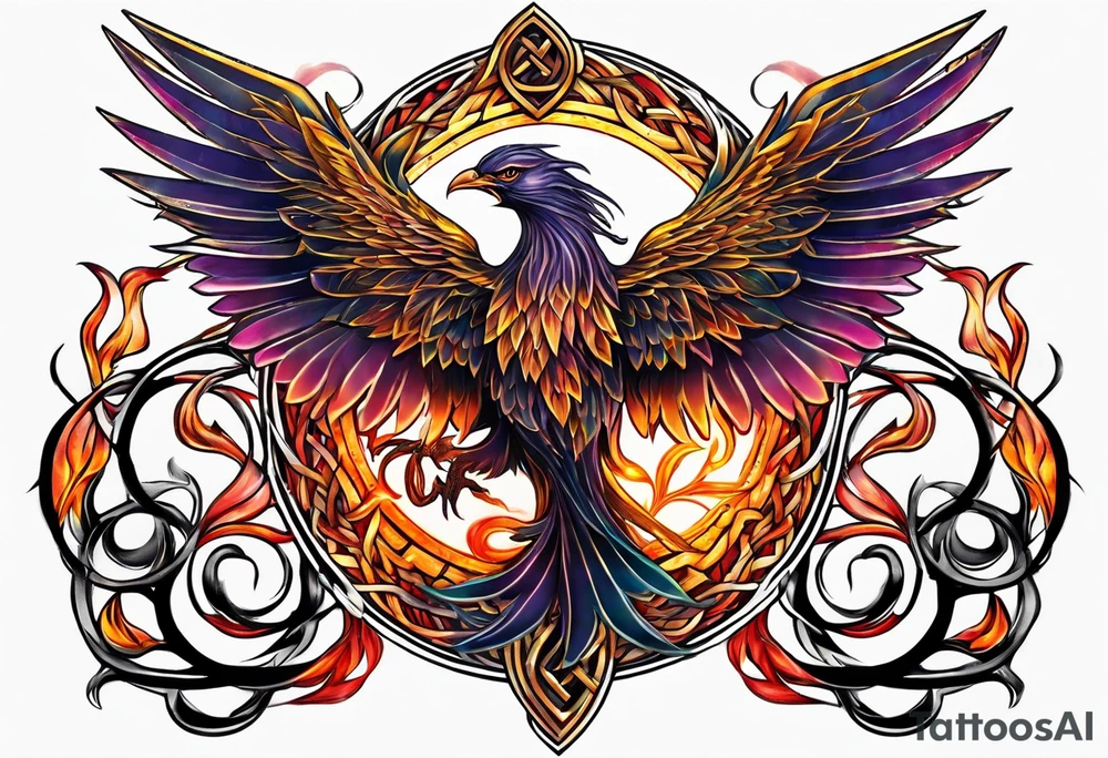 Phoenix in a triquetra tattoo idea