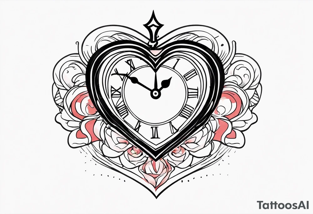 Heart with clock hands on 8 and 5 tattoo idea