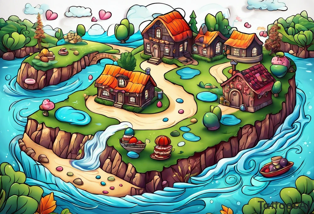 Dessert scene with small river tattoo idea