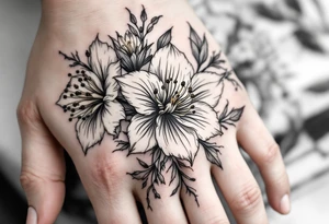 narcissus flowers, holly and jonquil flowers tattoo idea