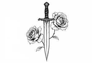 Roses with a dagger through them tattoo idea