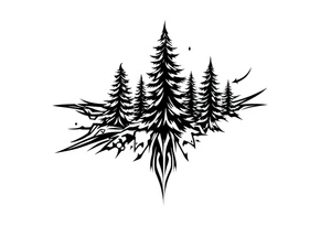 Coniferous forest tattoo sleeve black and gray tattoo idea