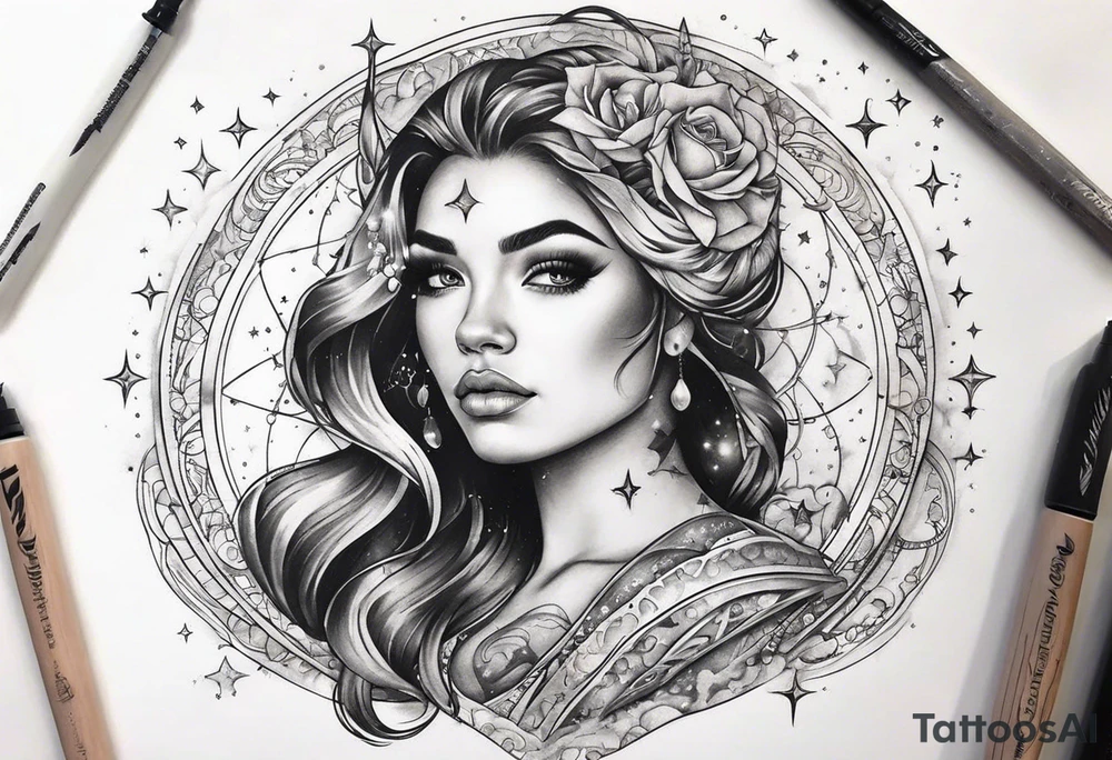 Celestial galaxy realistic tattoo idea