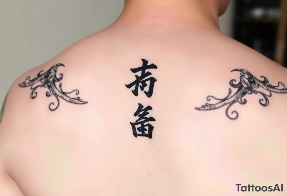 Forarm sleeve to go with good karma tattoo in traditional Japanese writing tattoo idea