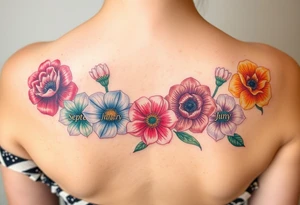 birthday month flowers for September January, June, May and July. Do not put months written on it tattoo idea