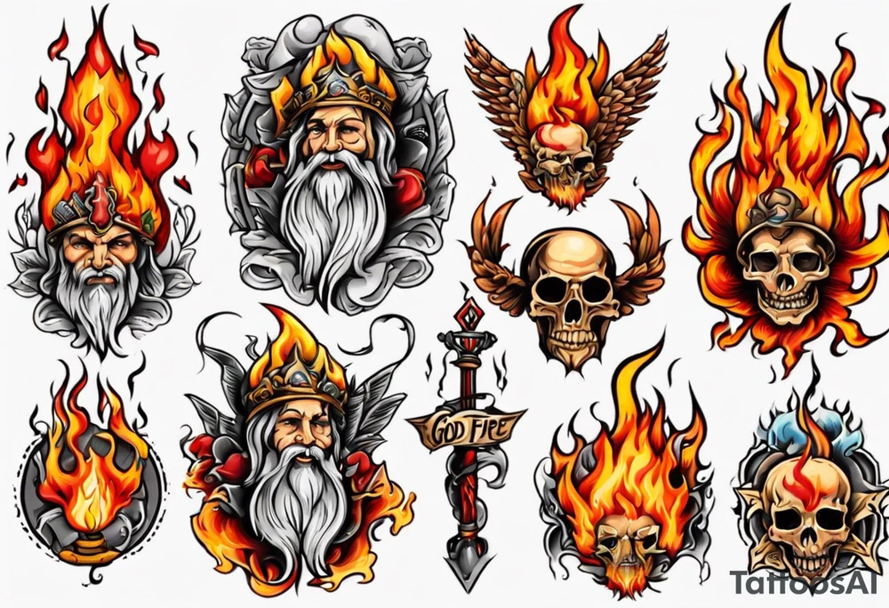 God on fire tattoo idea