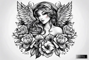 arm sleeve tattoo full guns and flowers and wings tattoo idea