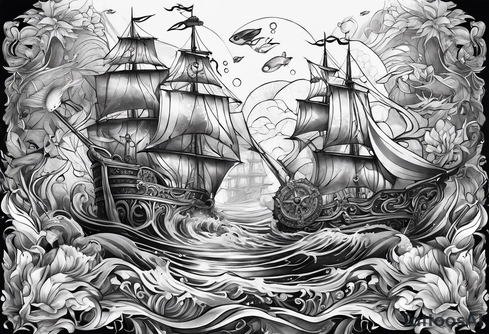 underwater treasure tattoo idea