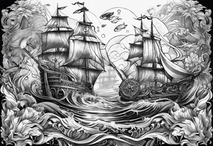 underwater treasure tattoo idea