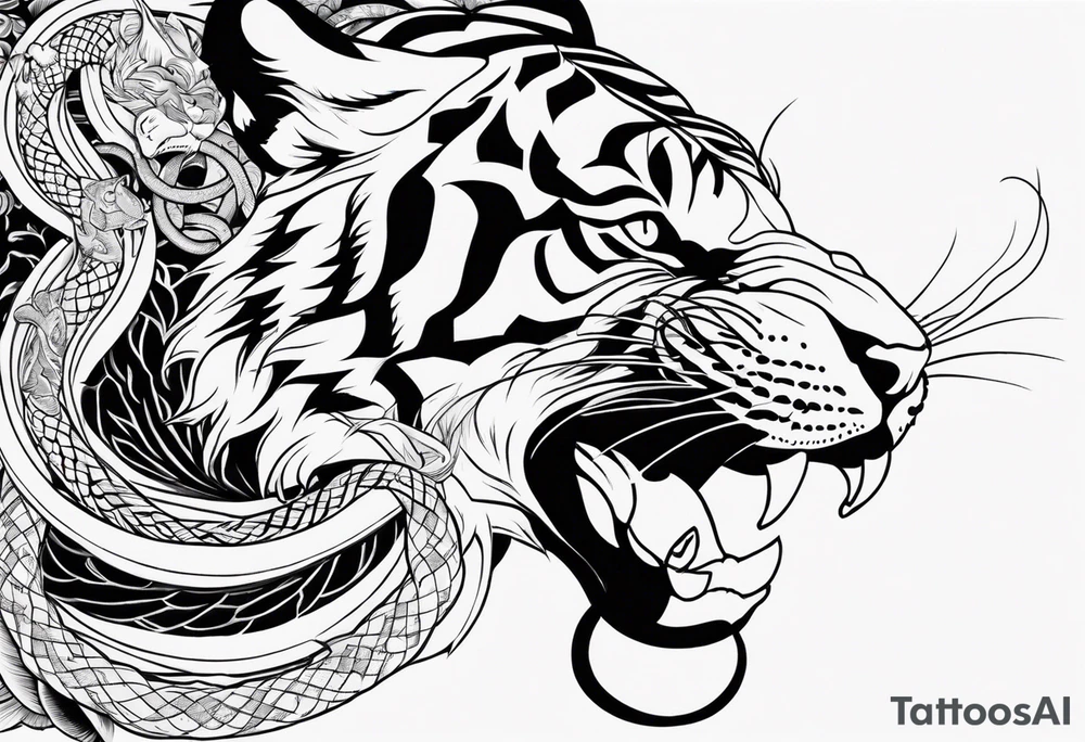 tiger attacking snake tattoo idea