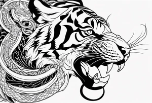 tiger attacking snake tattoo idea