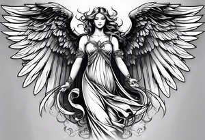 angel in black standing tattoo idea