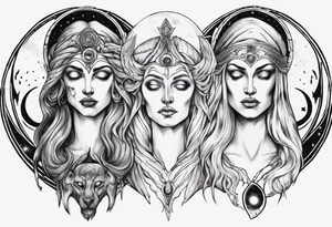 The High Priestesses. Hecate, Artemis and Selene morphing into One. Representing Magic, Intuition and The Moon. tattoo idea