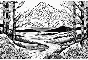 Flames to ash to frozen landscape tattoo idea