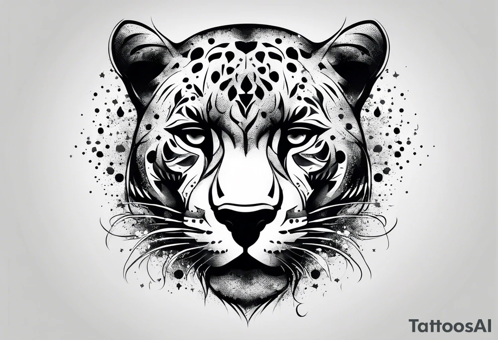 panther face made of stars tattoo idea