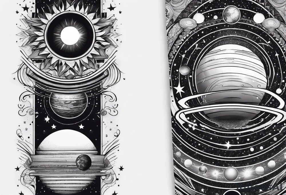 solar system spine tattoo idea