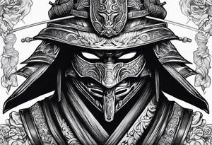 Ronin mask with sword going through it tattoo idea