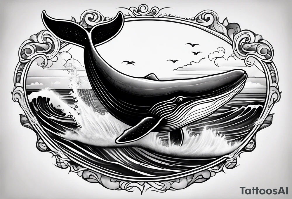 Backwards Breaching North Pacific humpback whale tattoo idea
