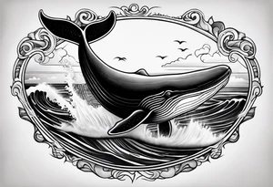 Backwards Breaching North Pacific humpback whale tattoo idea