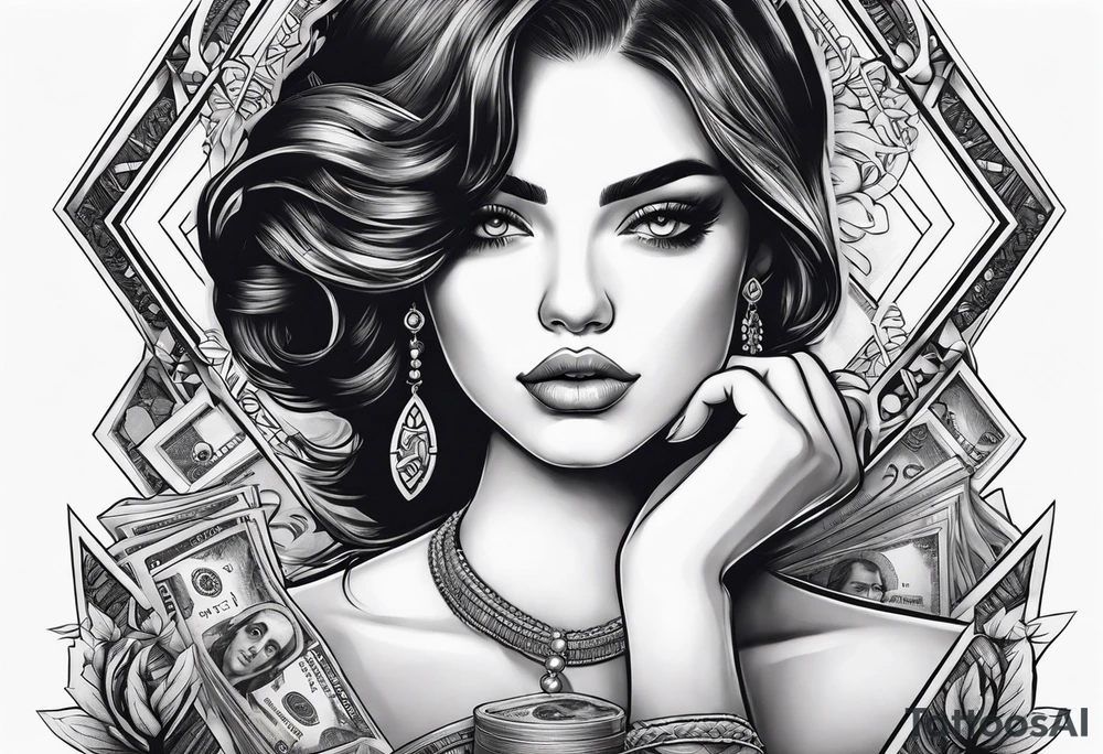 Girl and money tattoo idea