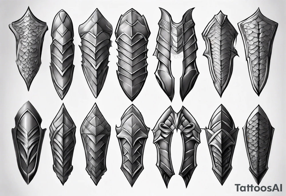 Dragonscale Leg armor symmetrical tattoo idea