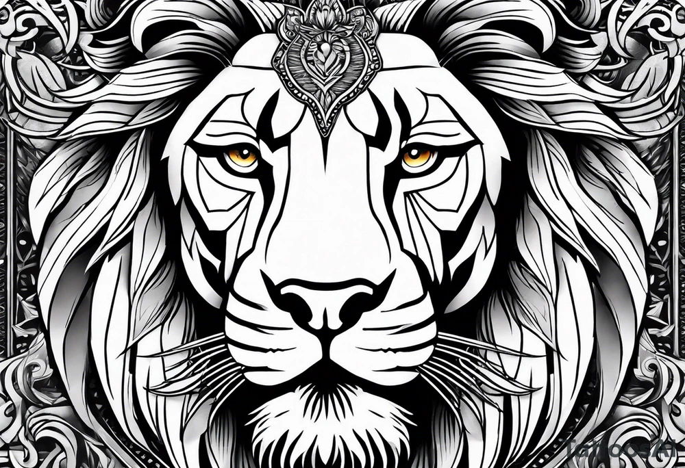make me a lion tattoo in a rectangle frame tattoo idea