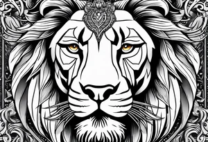 make me a lion tattoo in a rectangle frame tattoo idea