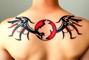 3 planet horizontal. Color Black and red with more black tattoo idea