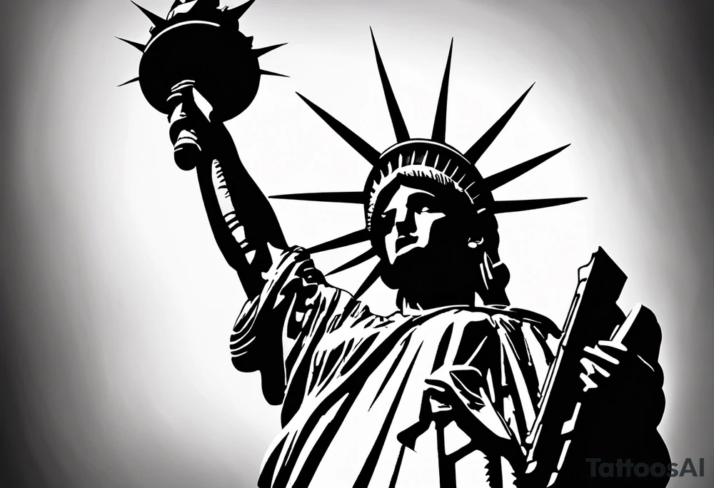Patriotic, life, love, respect, dignity, feminine we the people , Statue of Liberty, American flag, sleeve tattoo idea
