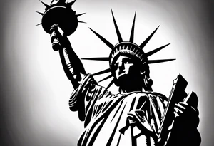 Patriotic, life, love, respect, dignity, feminine we the people , Statue of Liberty, American flag, sleeve tattoo idea