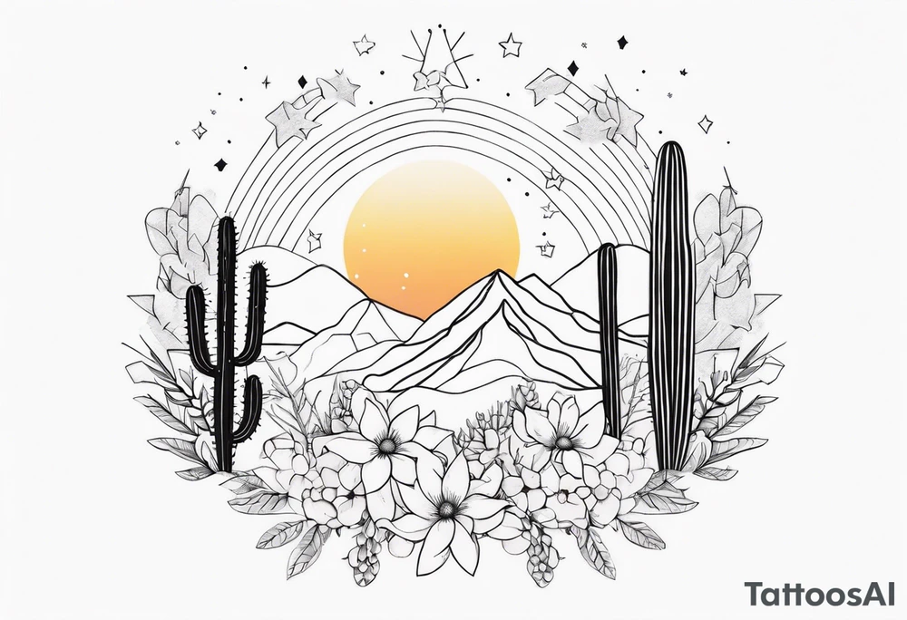 fine line with sun, stars, floral, dots, cactus
. Sternum tattoo tattoo idea