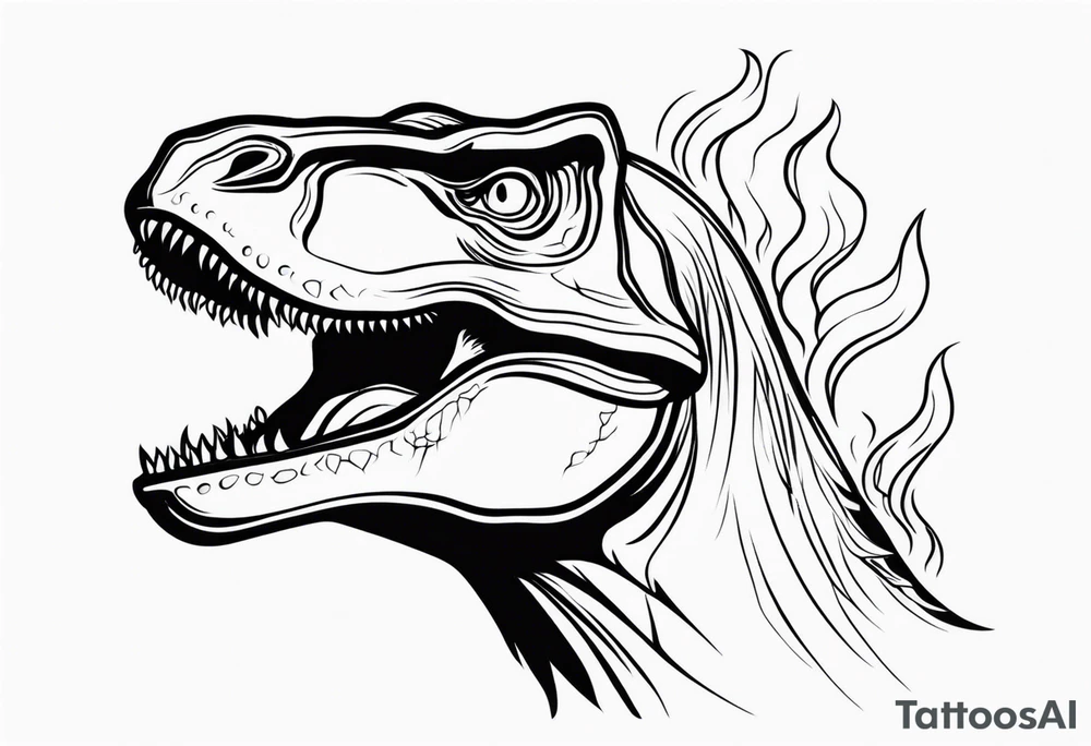 dinosaur with flames coming out of mouth tattoo idea