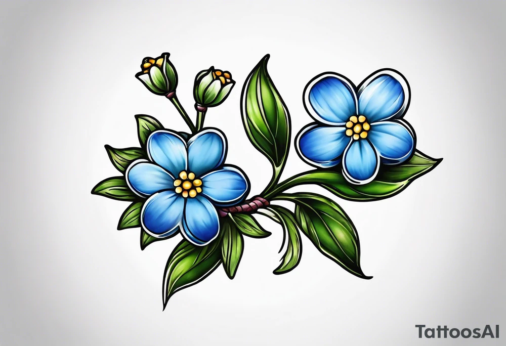 Small tattoo of a forget me knot flower, tattoo idea