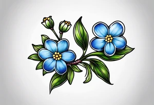Small tattoo of a forget me knot flower, tattoo idea