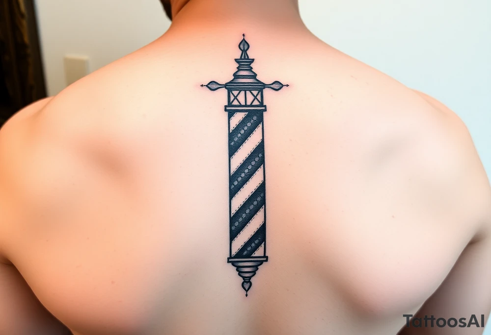 Geometric barber pole tattoo idea