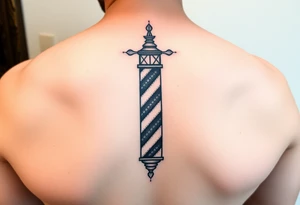 Geometric barber pole tattoo idea