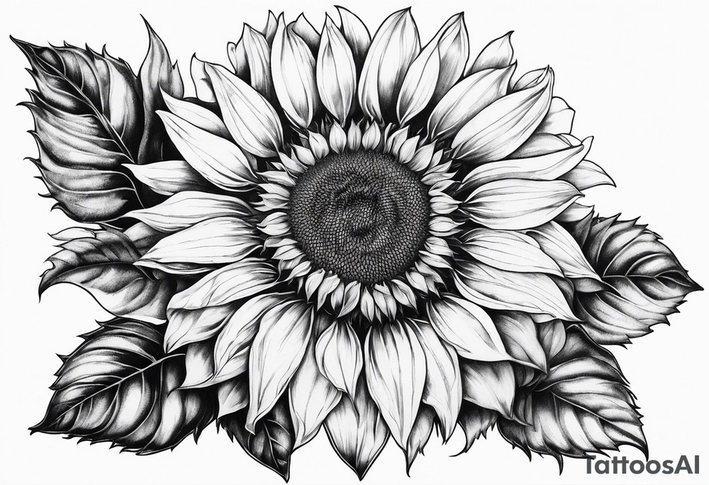 Sunflower, rose flower tattoo idea