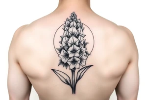 hyacinth flower in front of the sun tattoo idea