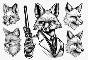 a fox moking a ciggarte and holding a gun tattoo idea