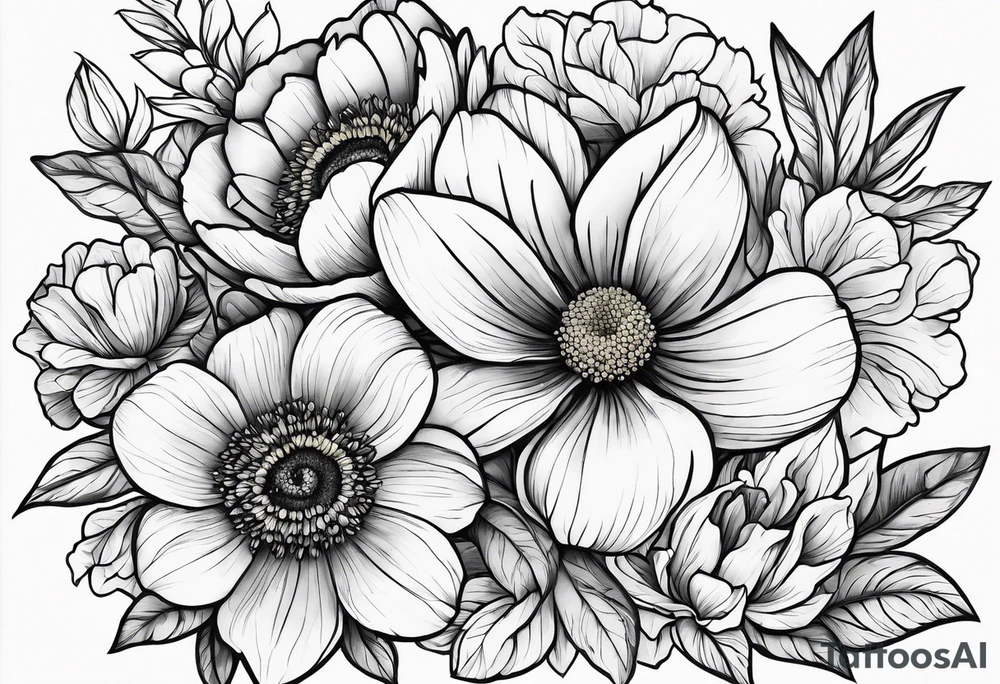 The word manmie in a yellow flower tattoo idea