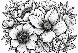 The word manmie in a yellow flower tattoo idea